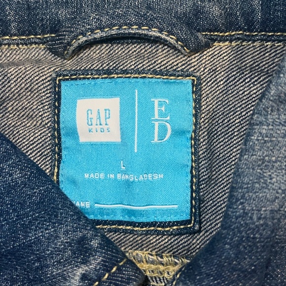 Gap Kids x Ellen Degeneres Denim Jacket w/Patches Size Large Medium Wash - Picture 10 of 11